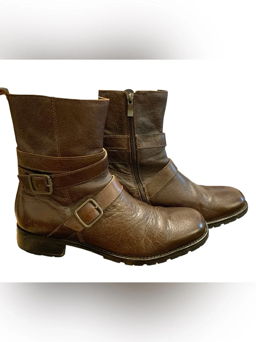 Kenneth Cole Men's Bike-N-Hike Boots Brown Sz 10 M Buckles Side Zippers *READ*